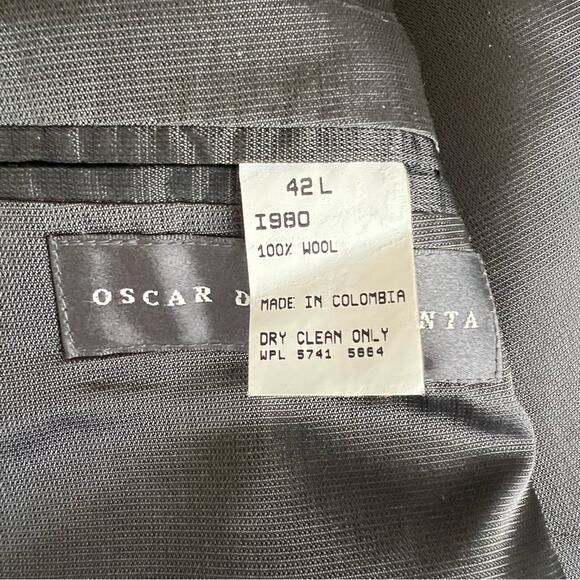 Oscar De La Renta Men’s 100% Wool Navy Two Button Blazer Sports Coat Jacket 42L - Picture 6 of 14